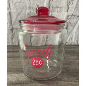 “Sweets” Candy Jar Clear with Fuchsia Pink Top